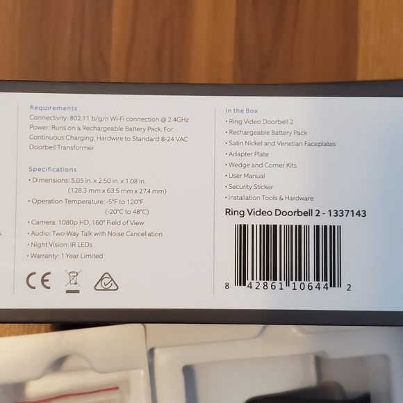 RING 2 Video Doorbell NEW in box (unsealed) - Picture 7 of 7